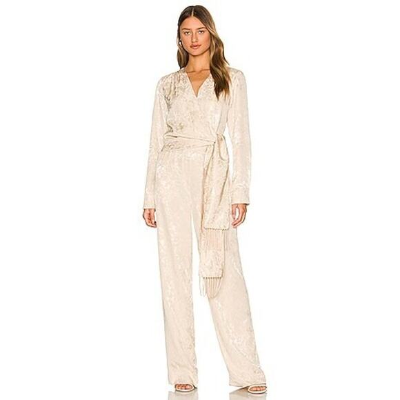 NWT Revolve Jonathan Simkhai Champagne Colored Julia Jumpsuit w/ Pockets Size 0 - Picture 1 of 5